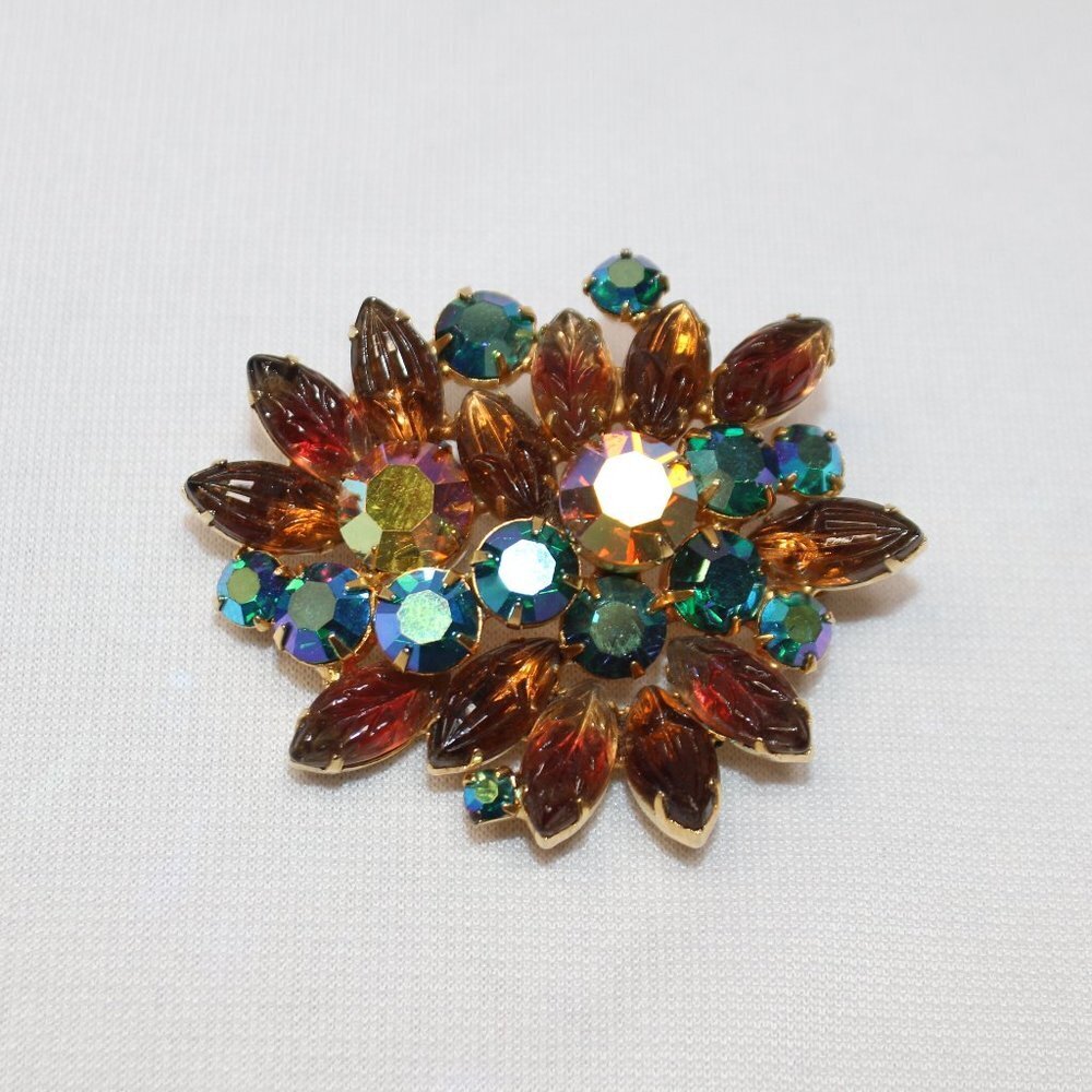 Weiss Aurora Borealis FANTASTIC Colorful Brooch Vintage